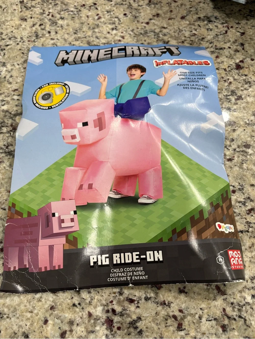Minecraft Pig Ride-On costume youth one size fits most Works but has stains/rip